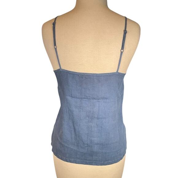 Revolve Krisa Tank 100% Linen Size Small Button Down Blue Adjustable Straps - Picture 2 of 9